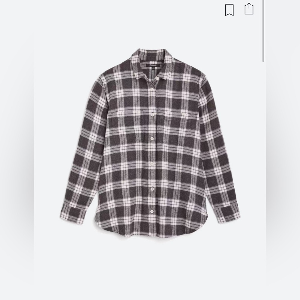 NWT | Madewell | Oversized Ex-Boyfriend Swing Shirt | Gray & Off-White | Large - Picture 12 of 12